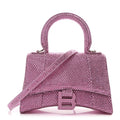 Strass Suede Hourglass Top Handle Bag XS Pink