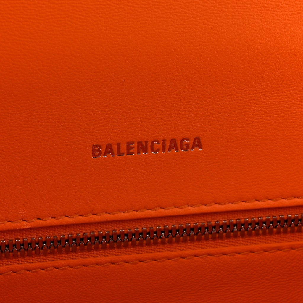 Shiny Calfskin Crocodile Embossed Small Hourglass Top Handle Bag Pop Orange