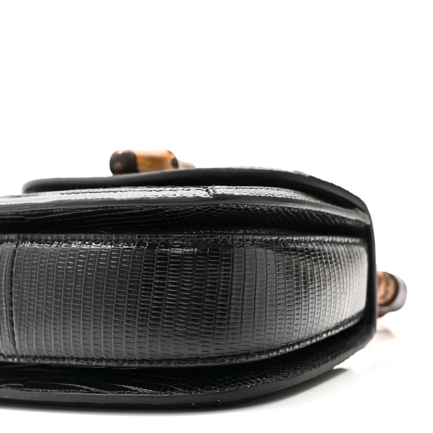 Sequin Lizard Embossed GG Mini Bamboo 1947 Top Handle Chain Bag Black White