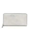 Metallic Monogram Patent Large Zip Around Wallet Silver