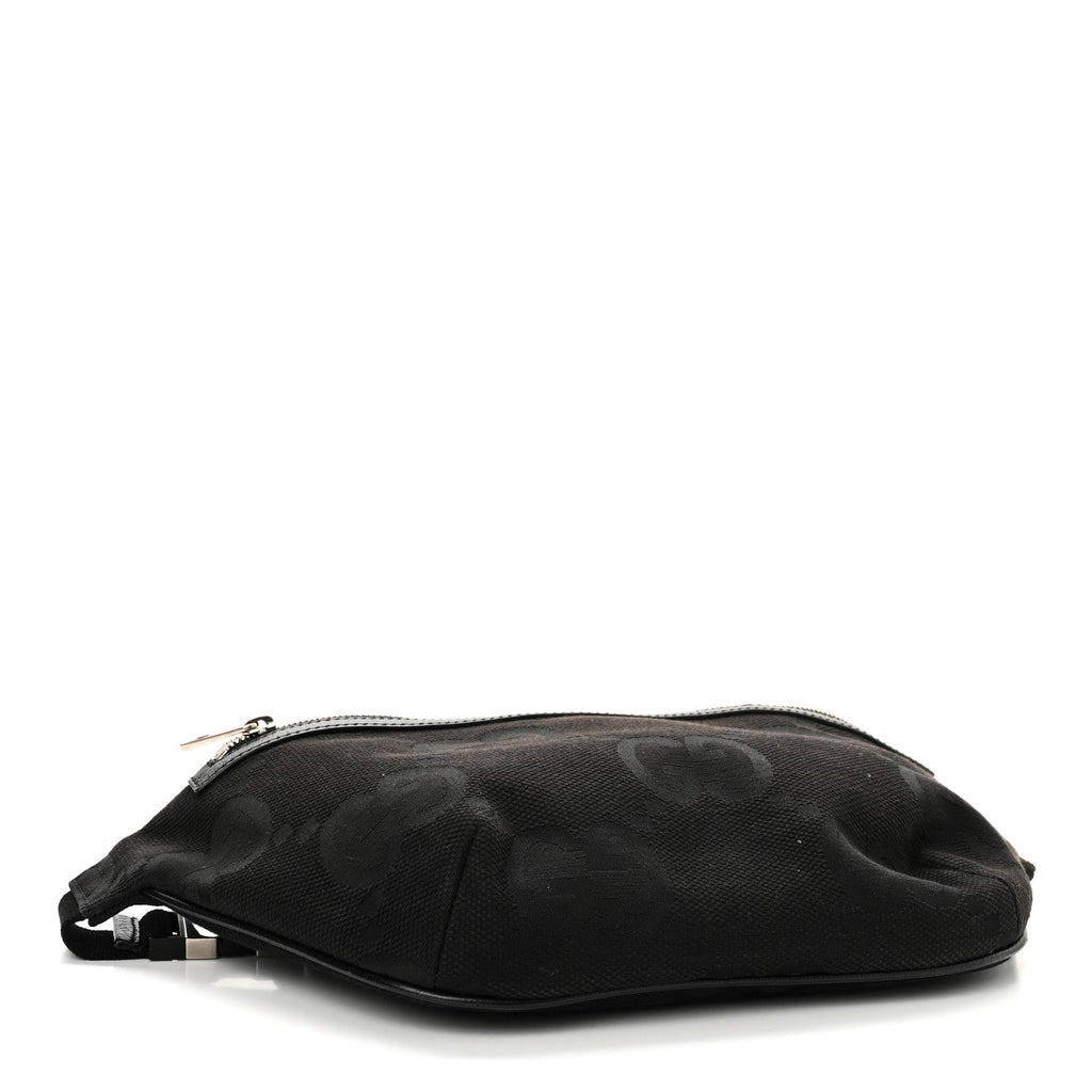 Monogram Jumbo GG Textured Dollar Calfskin Web Belt Bag Black