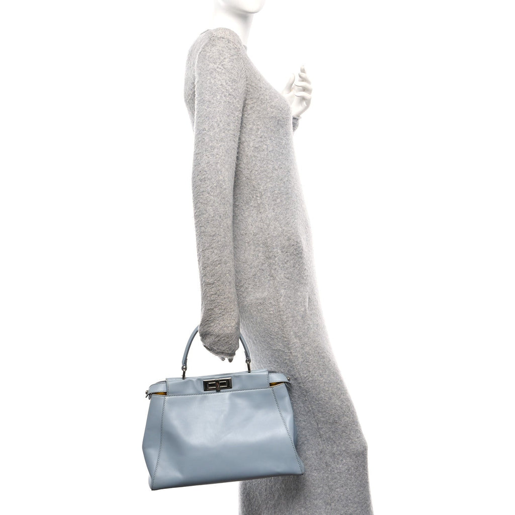 Vitello Morgan Shiny Nappa Medium Peekaboo Iconic Satchel Polvere Sunflower