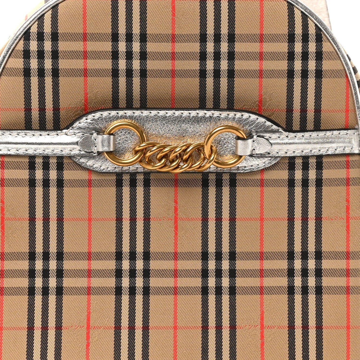 Smooth Calfskin 1983 Knight Check Link Backpack Silver