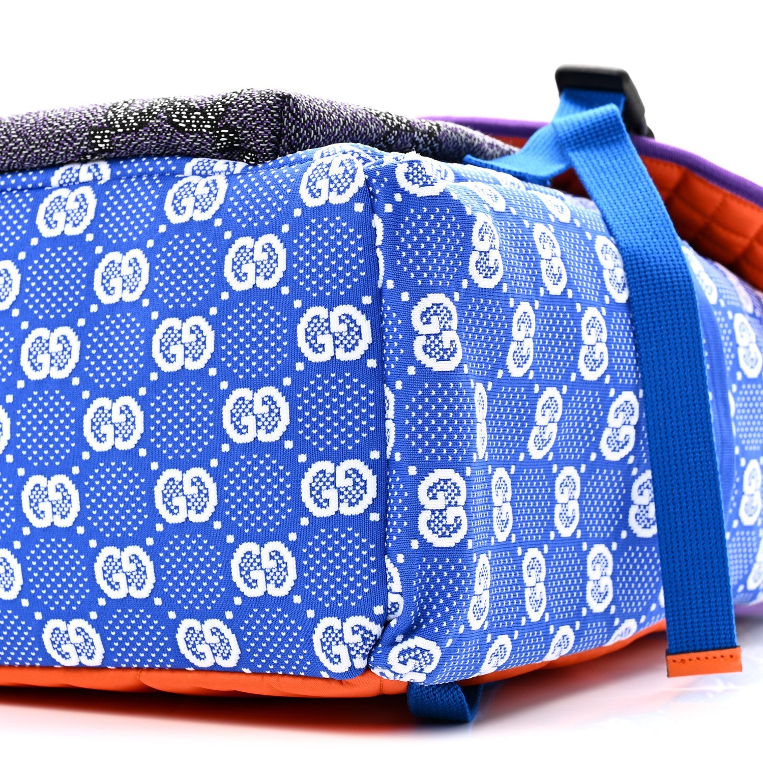 Jersey GG Monogram All Over Pan Sport Double Buckle Backpack  Blue Multicolor