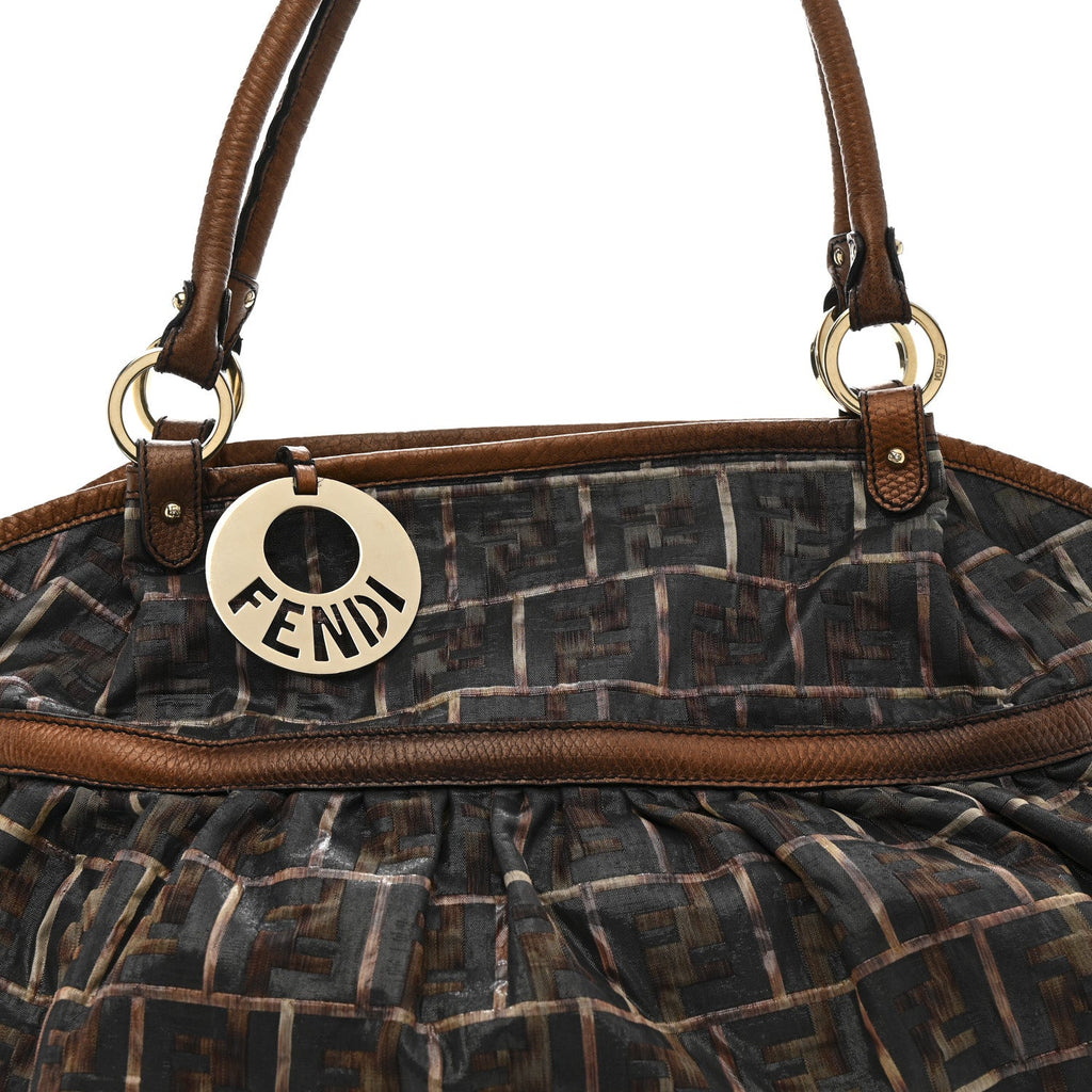 Zucca Calfskin Crocodile Embossed Large Chef Shopper Tote Tobacco