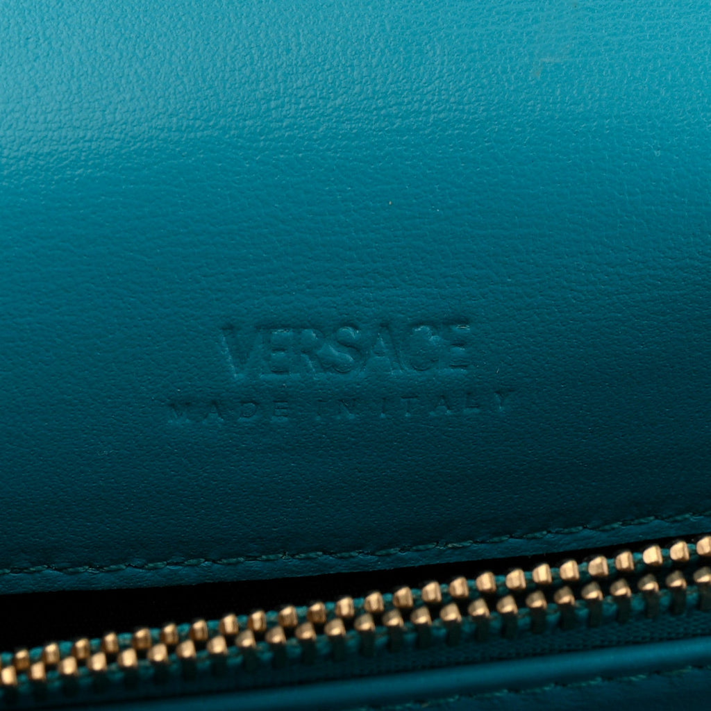 Calfskin Greca Goddess Wallet On Chain Blue
