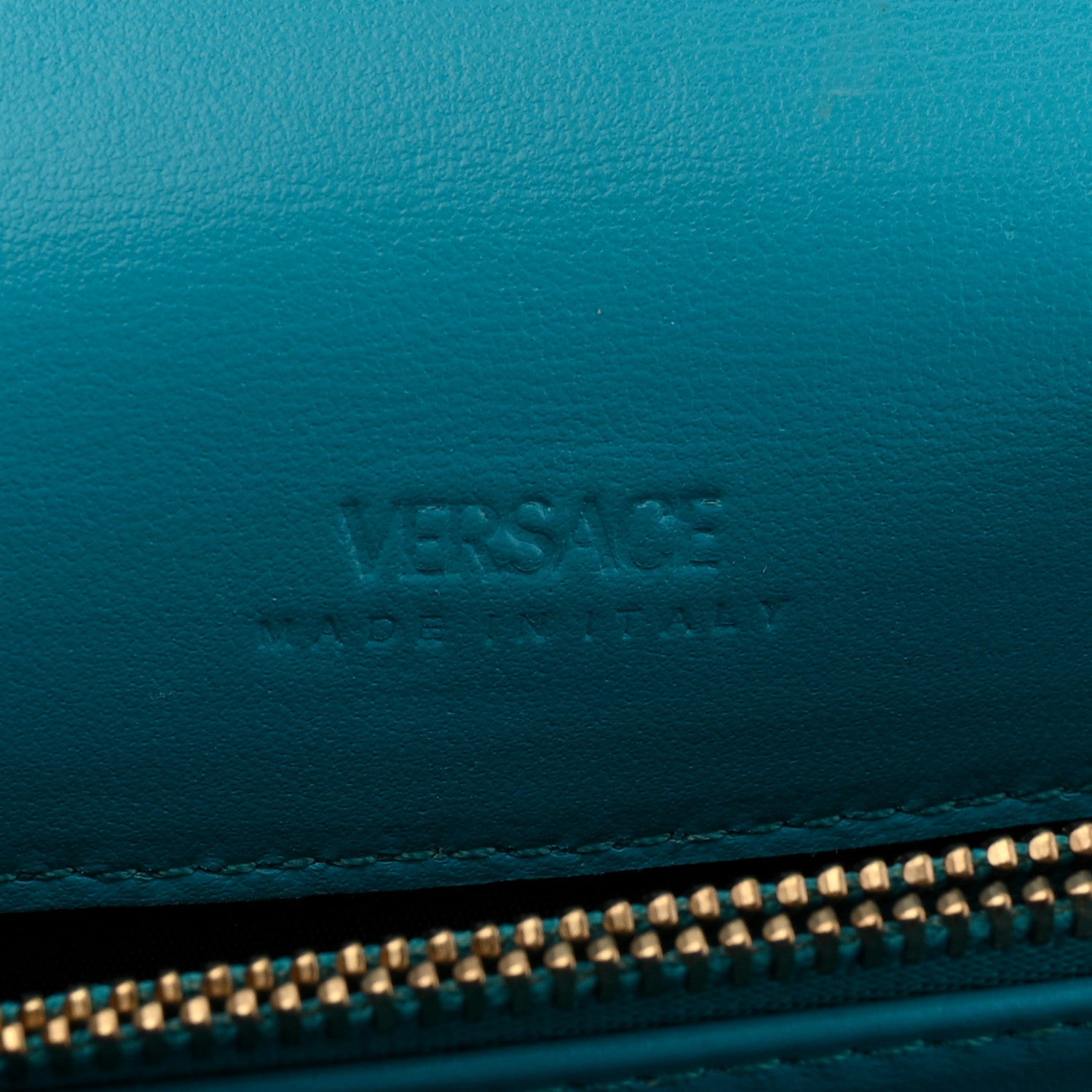 Calfskin Greca Goddess Wallet On Chain Blue
