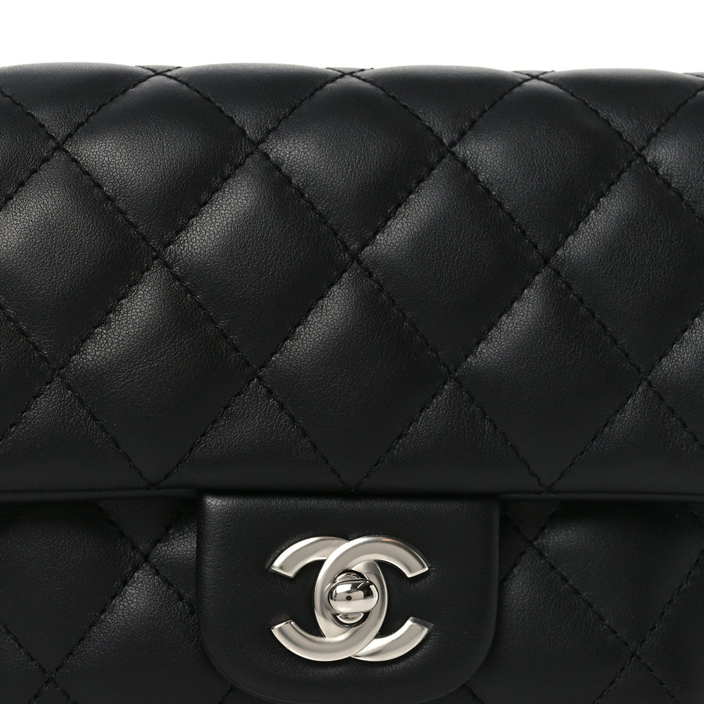 Calfskin Quilted CC Uniform Flap Belt Bag Black
