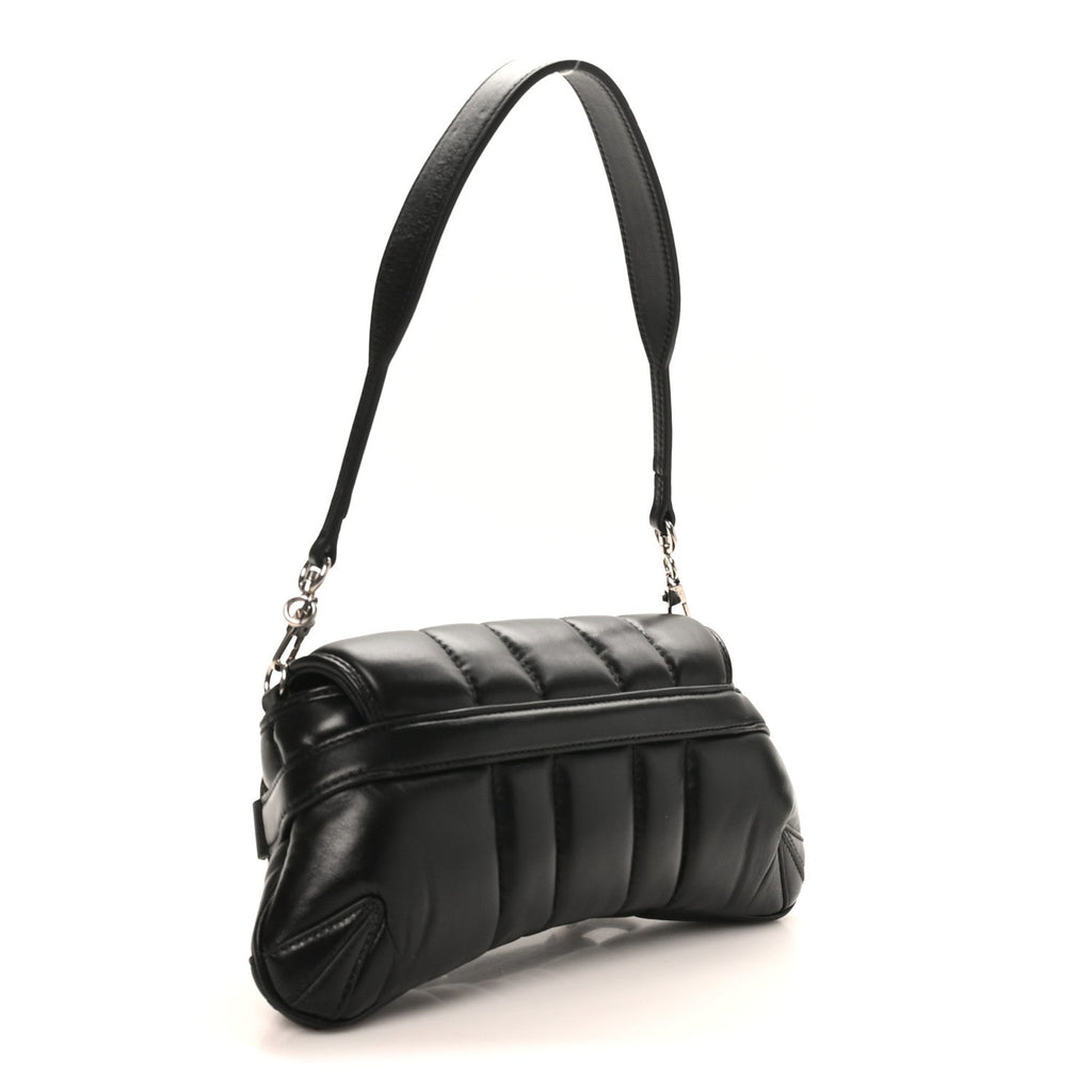 Nappa Vertical Matelasse Small Maxi Horsebit Chain Shoulder Bag Black