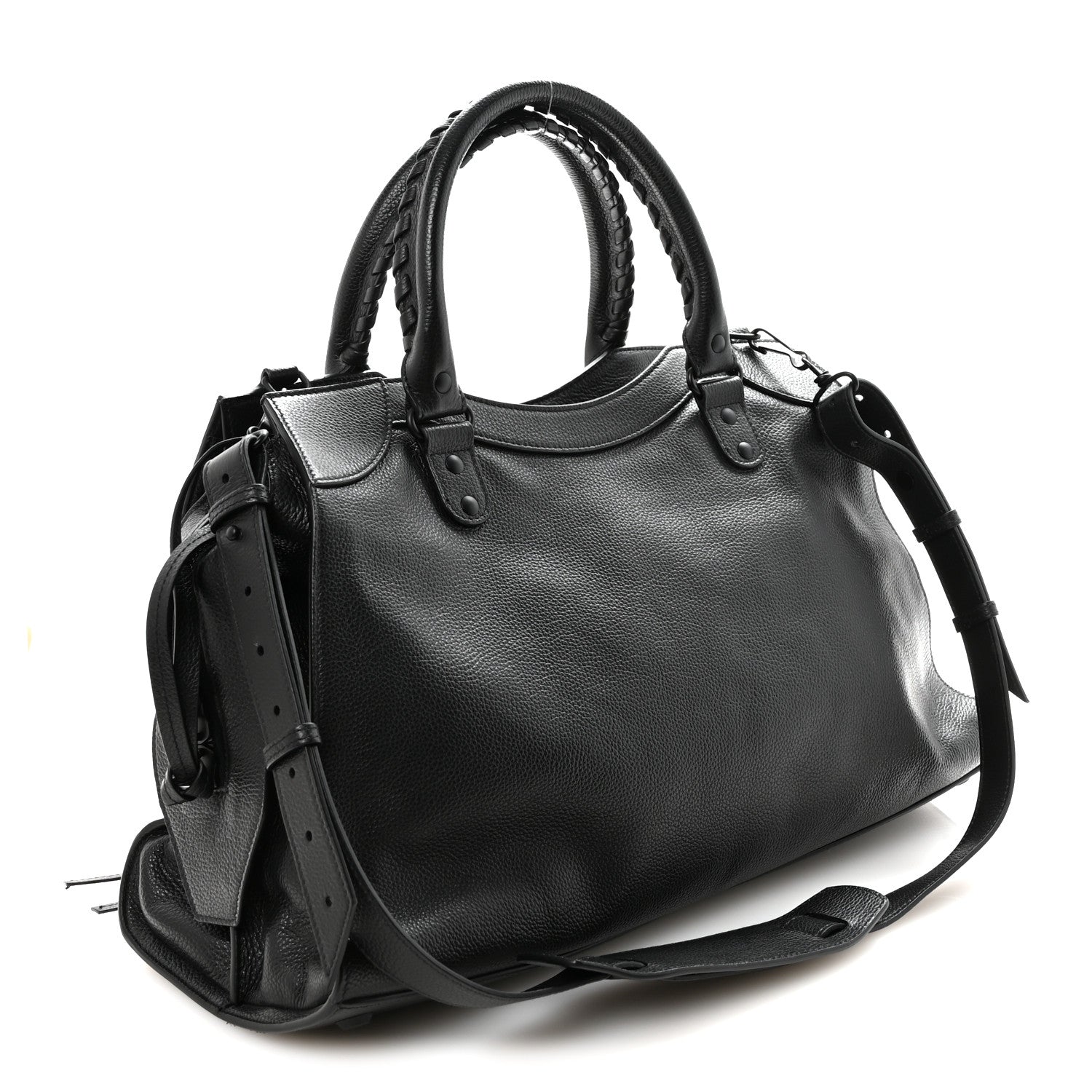 Grained Calfskin Neo Classic Black Hardware Medium City Black