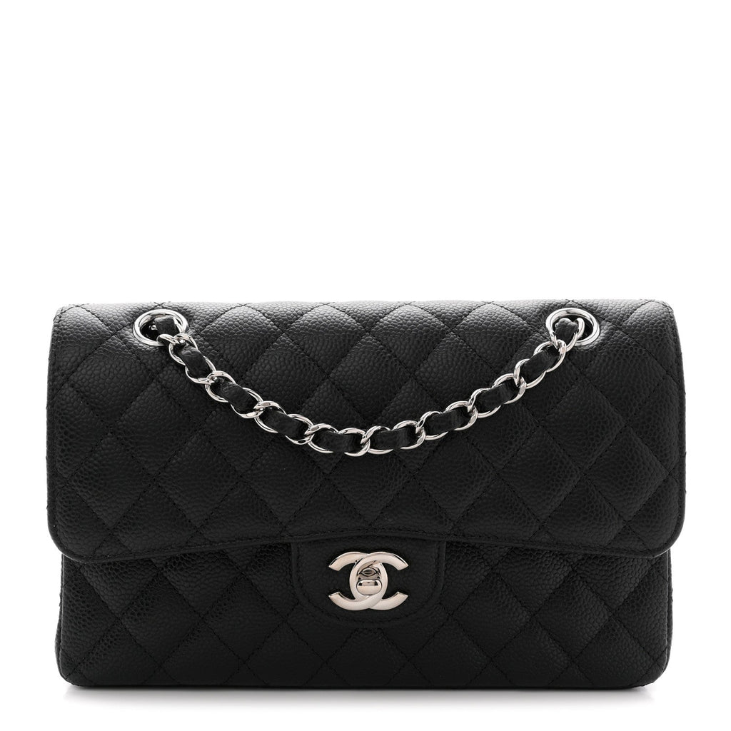 Caviar Quilted Small Double Flap Black