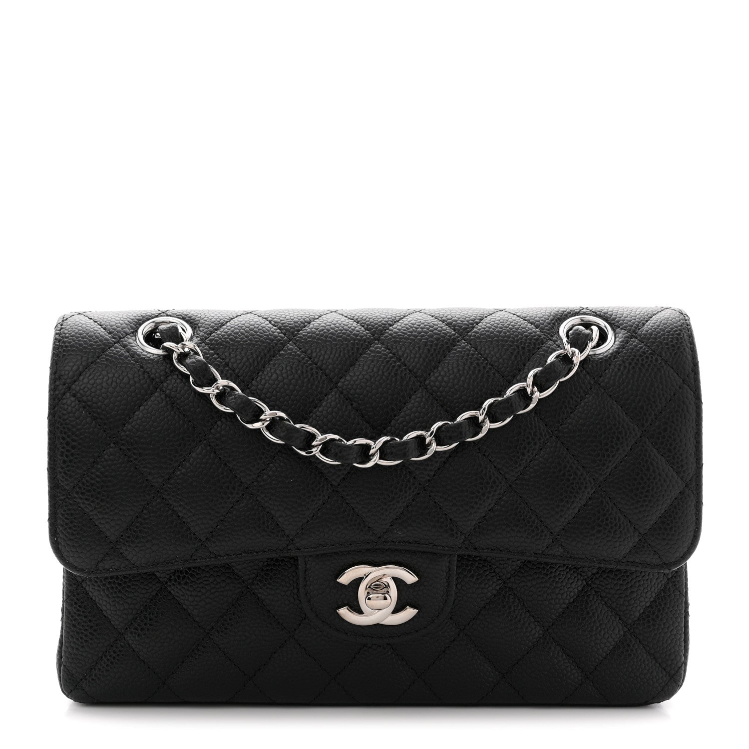 Caviar Quilted Small Double Flap Black