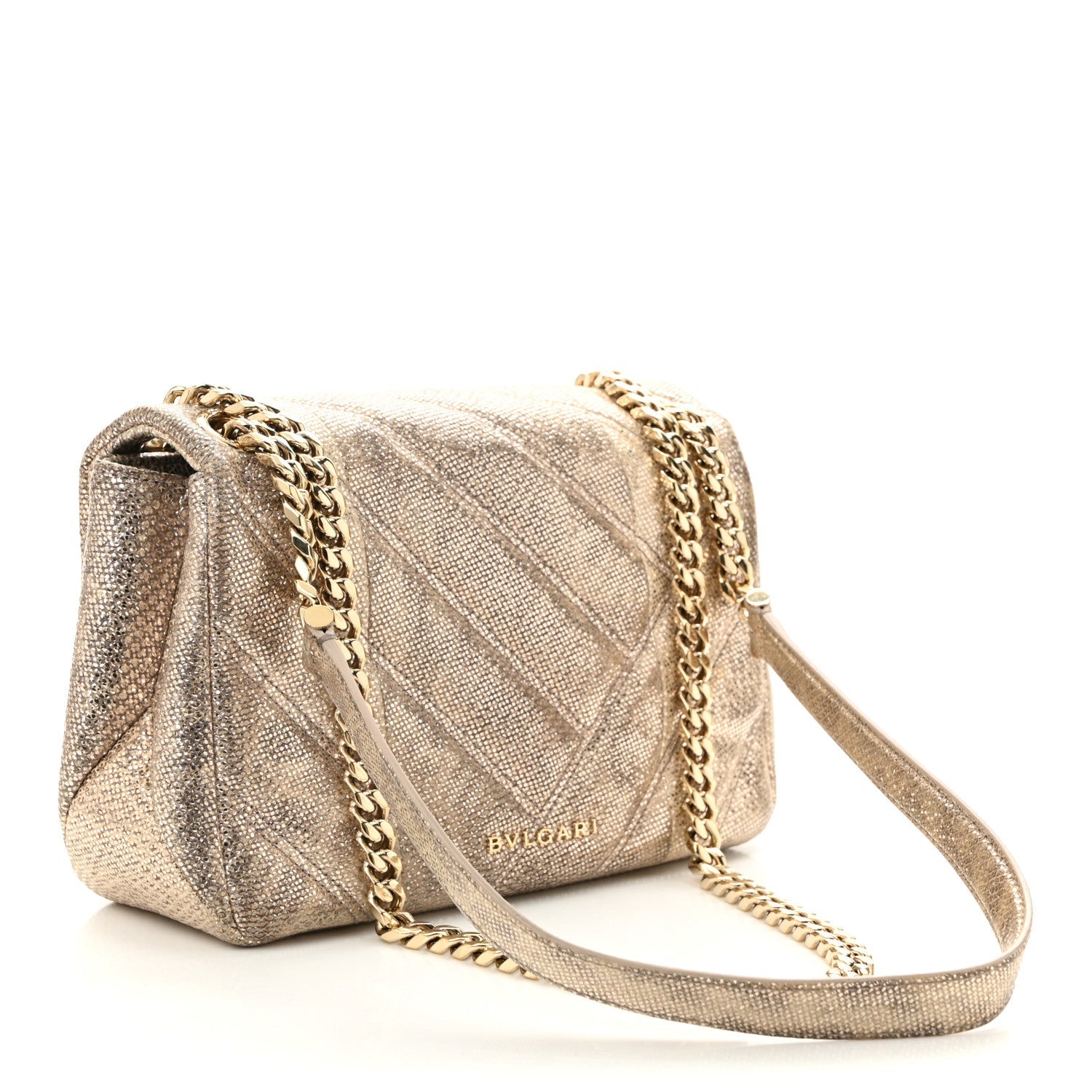 Metallic Karung Matelasse Mini Serpenti Cabochon Crossbody Gold