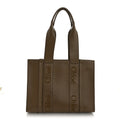Calfskin Medium Woody Tote Army Green