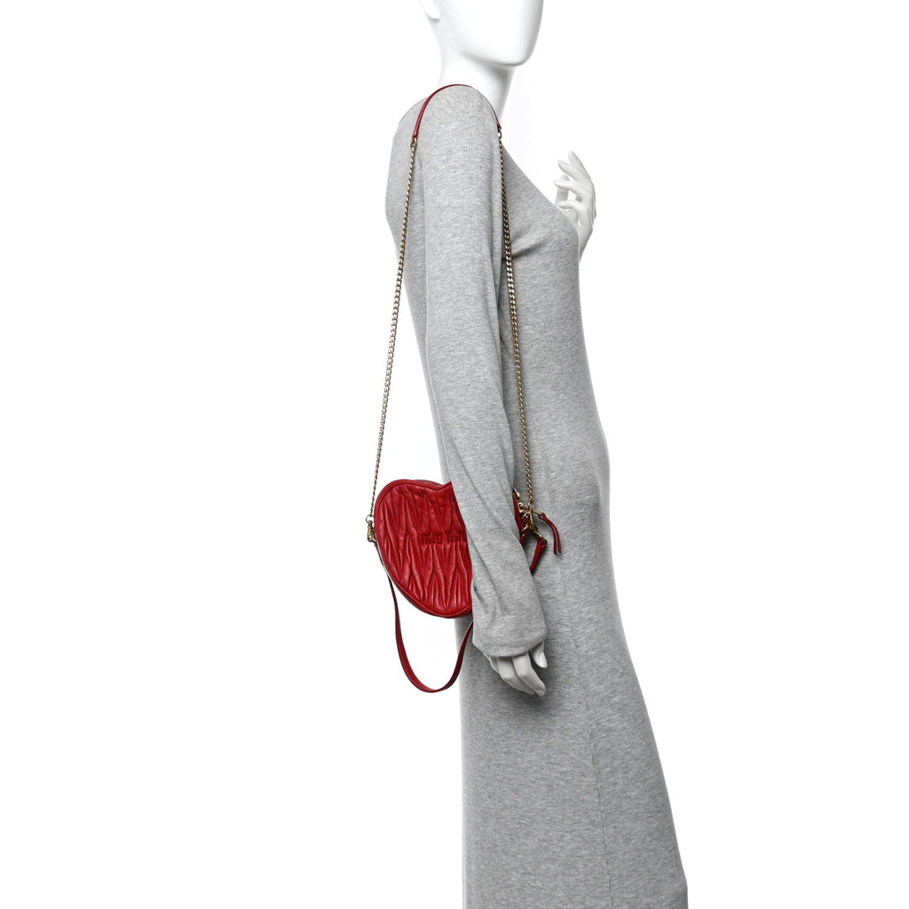 Nappa Matelasse Heart Shoulder Bag Fuoco