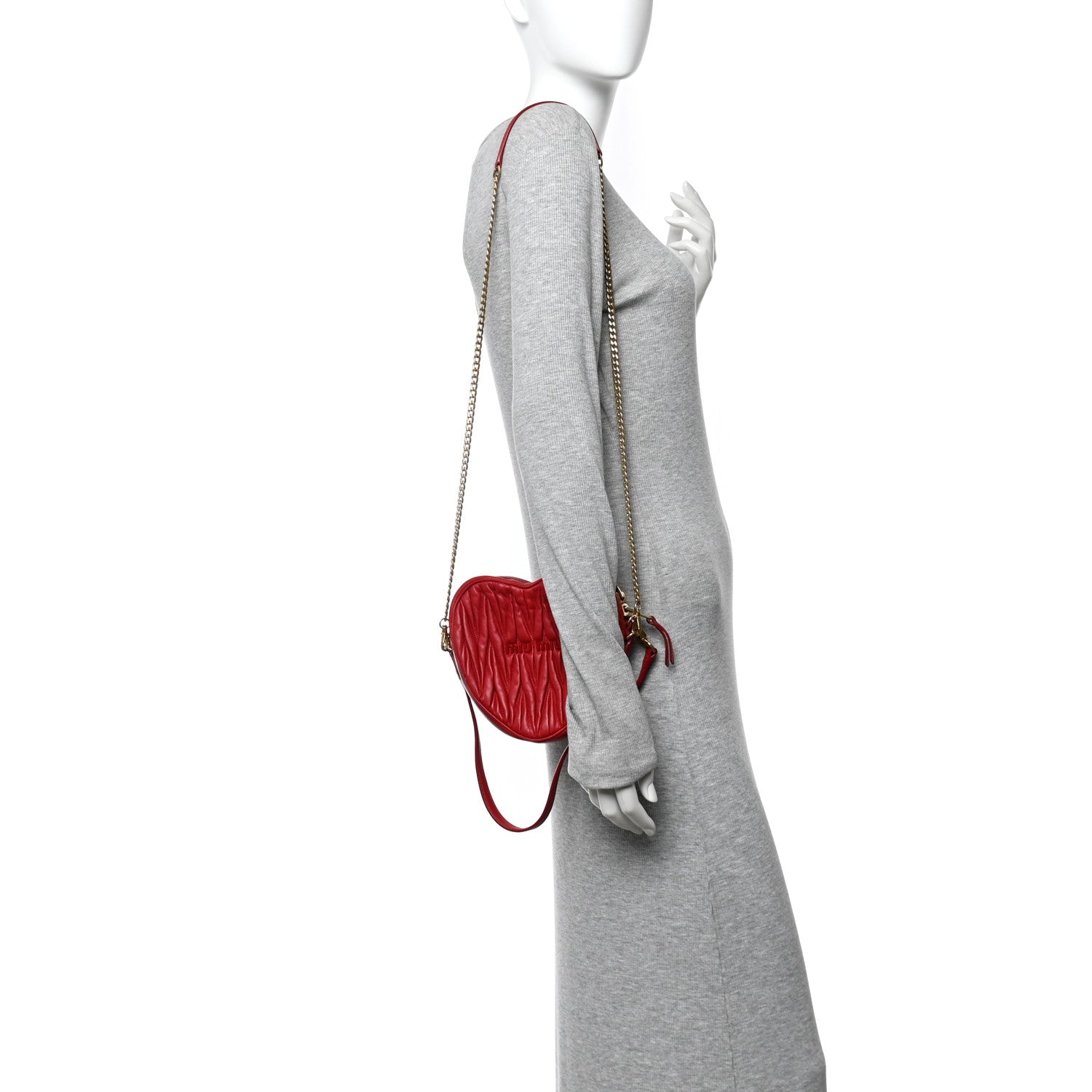 Nappa Matelasse Heart Shoulder Bag Fuoco