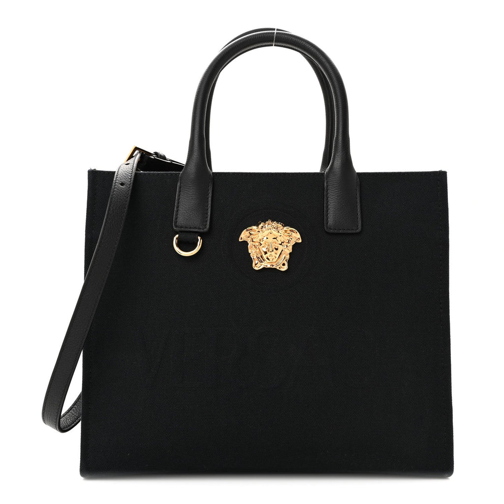 Canvas Calfskin La Medusa Small Tote Black