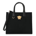 Canvas Calfskin La Medusa Small Tote Black