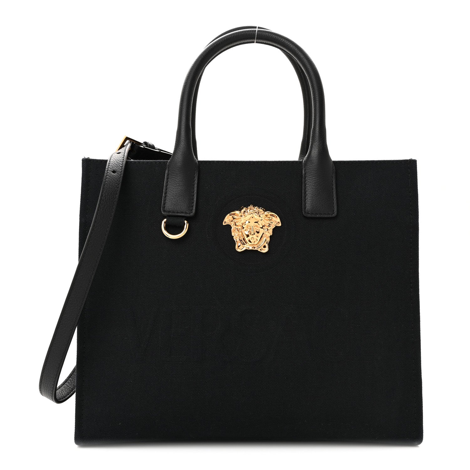 Canvas Calfskin La Medusa Small Tote Black