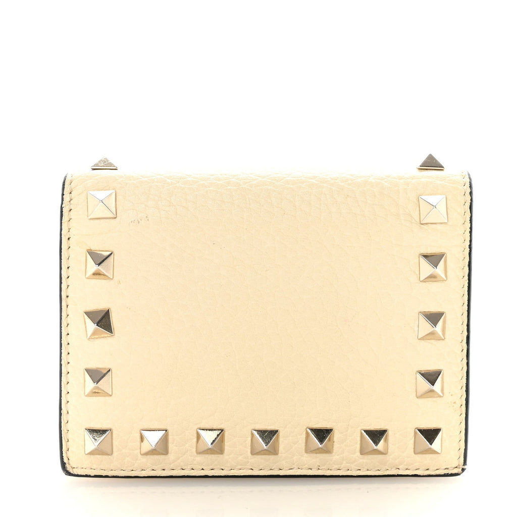 Calfskin Rockstud Bi-Fold  Holder Ivory
