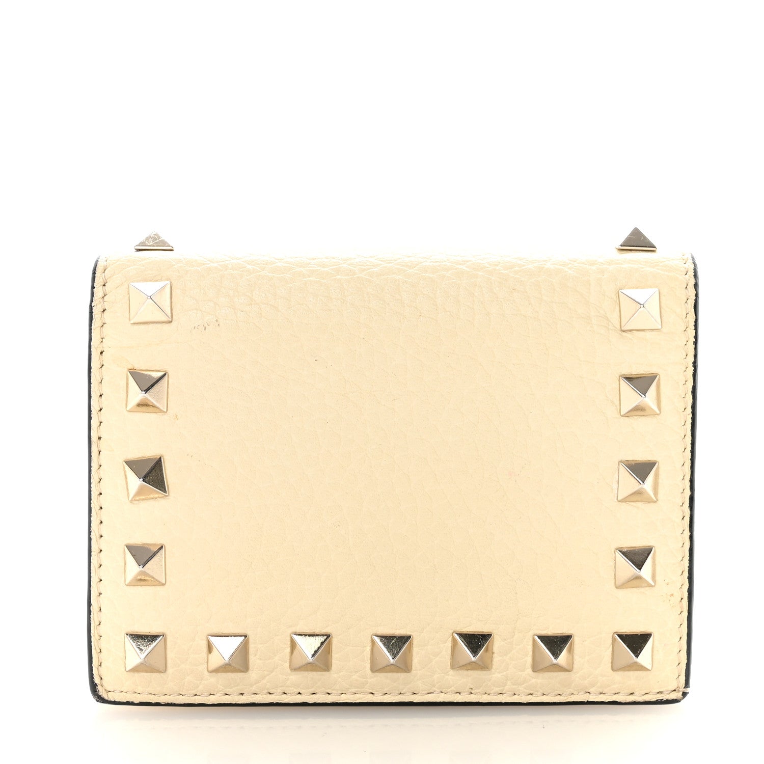 Calfskin Rockstud Bi-Fold  Holder Ivory