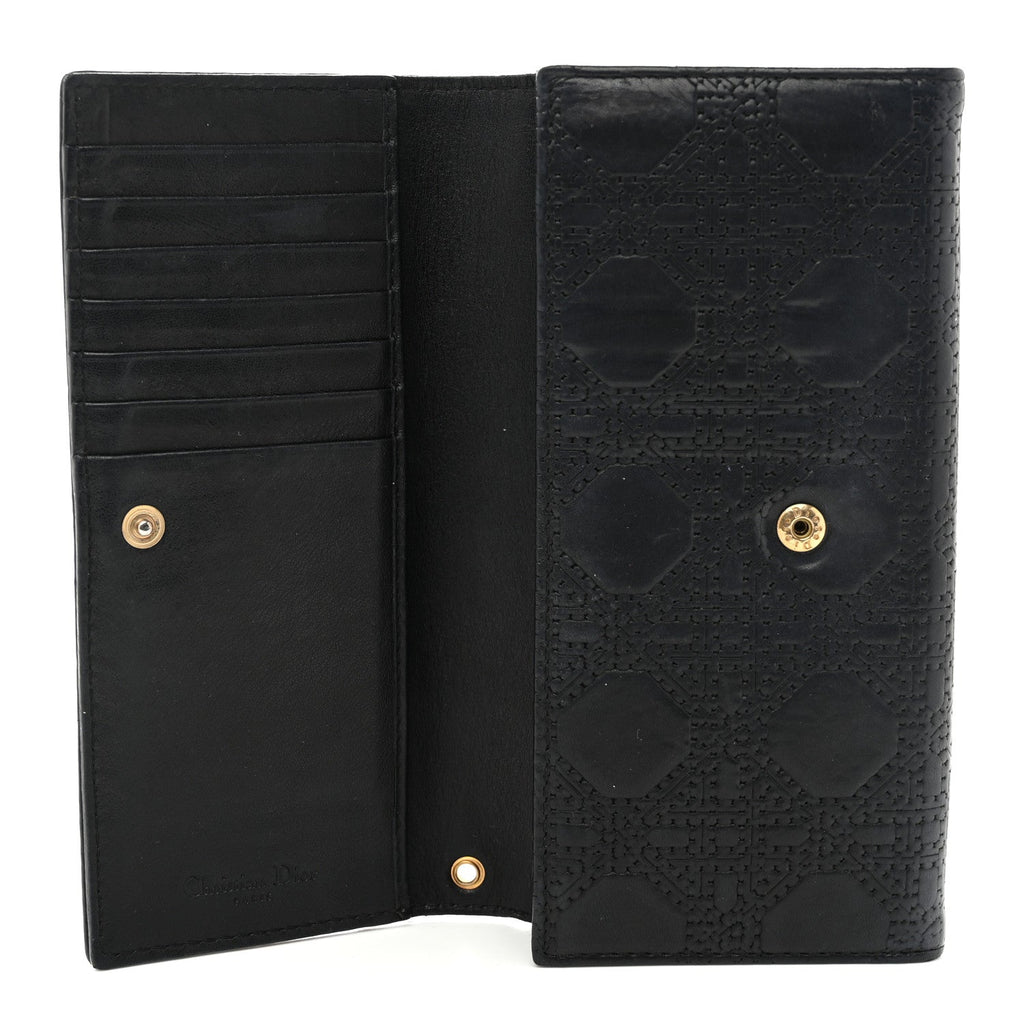 Calfskin Cannage Lady Dior Rendezvous Wallet Black