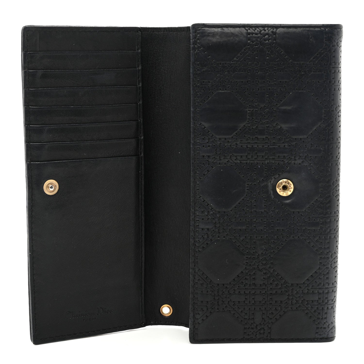 Calfskin Cannage Lady Dior Rendezvous Wallet Black
