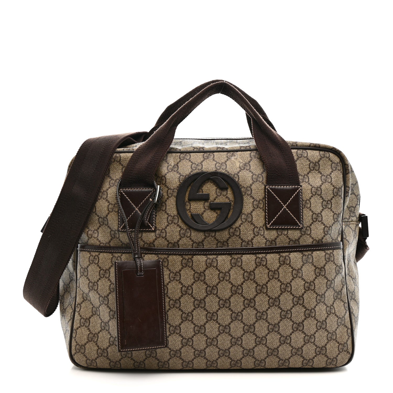 GG Plus Monogram Interlocking G Briefcase Brown