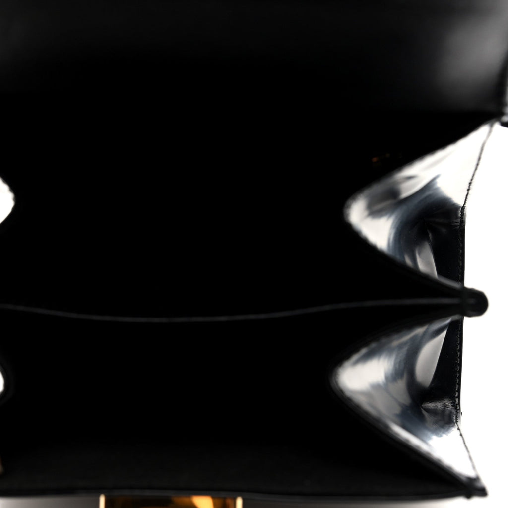 Hammered Calfskin Small Iconic Top Handle Bag Black
