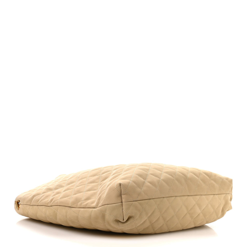 Nubuck Suede Quilted Maxi Icare Shopping Tote Safari Beige