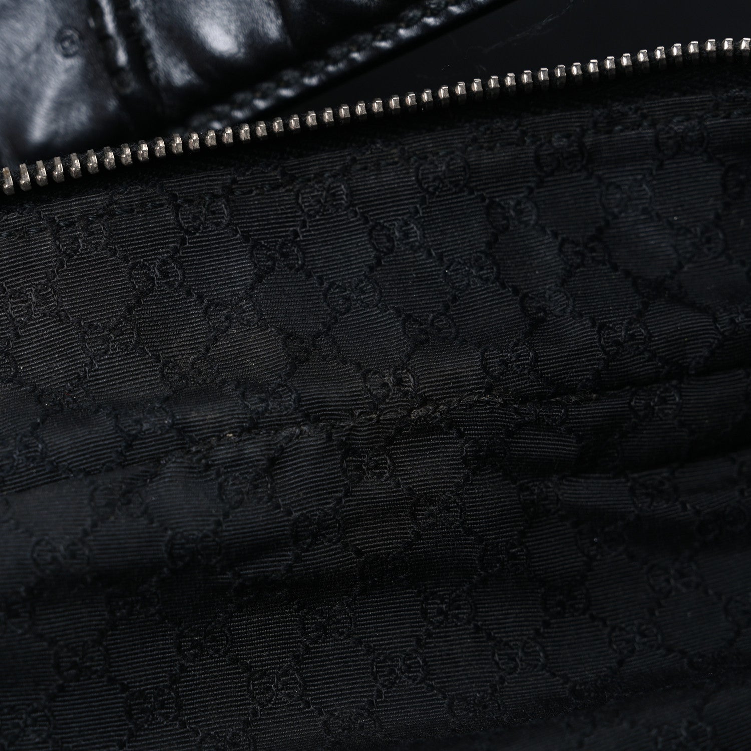 Calfskin Canvas Double Zip Large Travel Bag Black