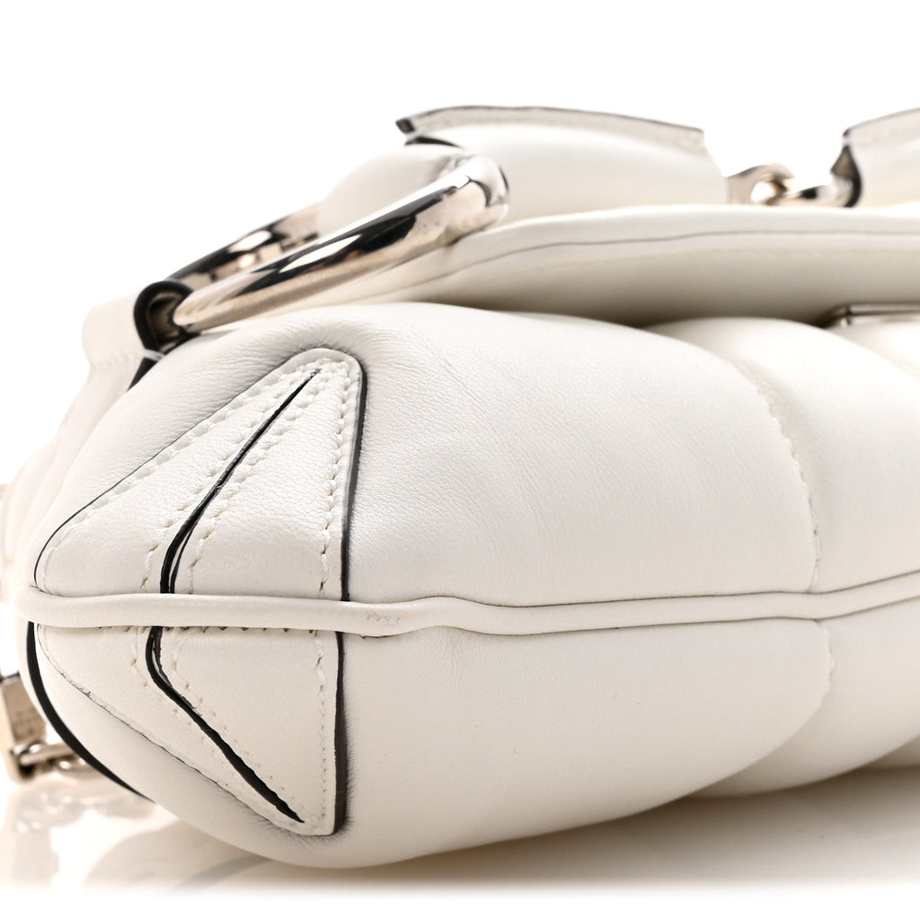 Nappa Vertical Matelasse Small Maxi Horsebit Chain Shoulder Bag Great White