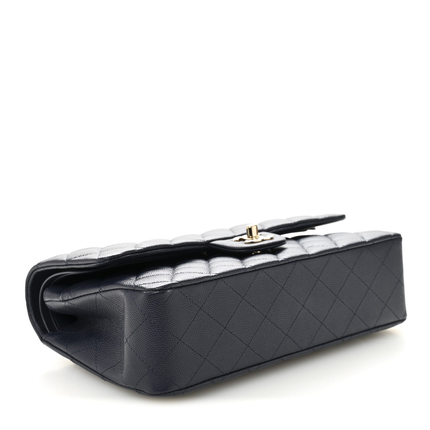 Caviar Quilted Medium Double Flap Navy