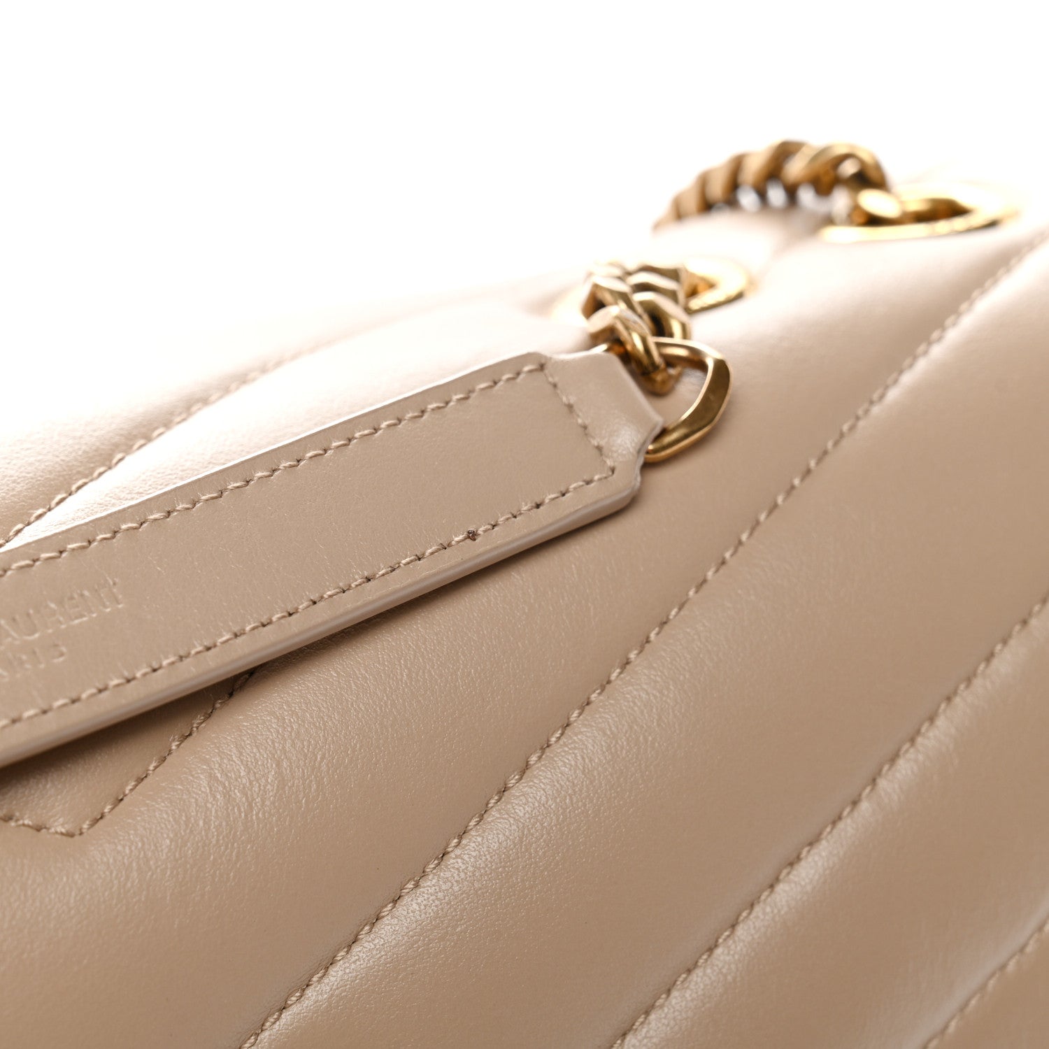 Calfskin Y Quilted Monogram Medium Loulou Chain Satchel Dark Beige