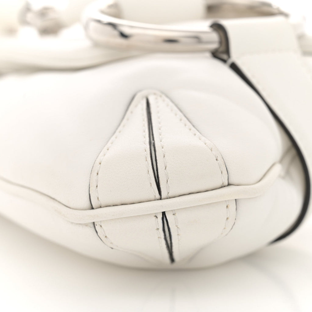 Nappa Vertical Matelasse Medium Maxi Horsebit Chain Shoulder Bag Mystic White