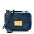 Saffiano Vernice Lock Flap Chain Bag Azzurro