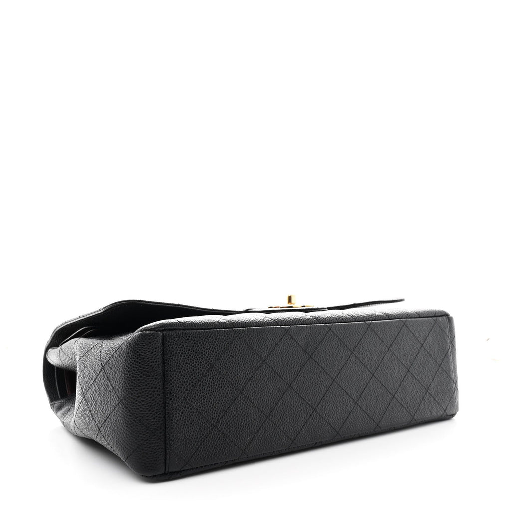 Caviar Quilted Maxi Double Flap Black