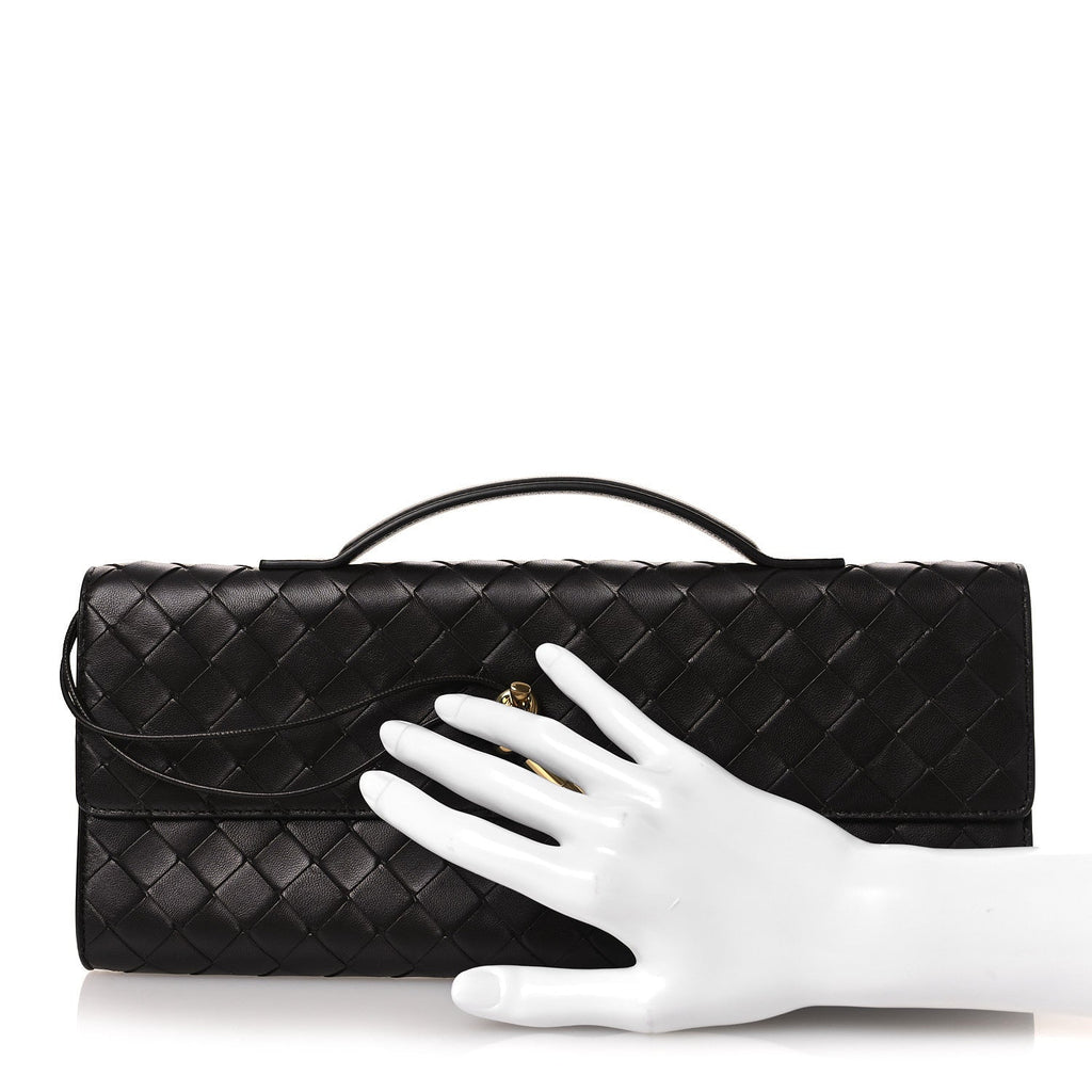 Nappa Intrecciato Long Andiamo Top Handle Clutch Fondant