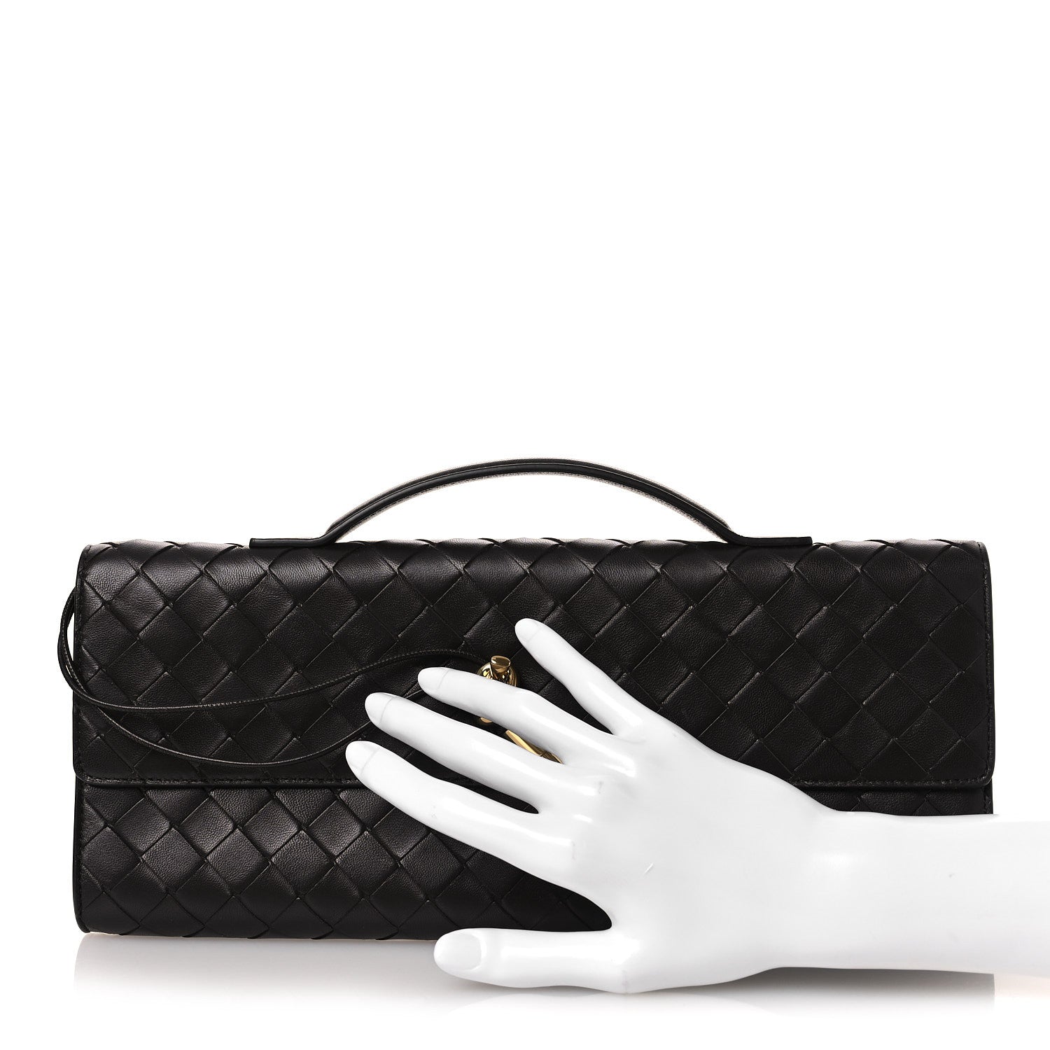 Nappa Intrecciato Long Andiamo Top Handle Clutch Fondant