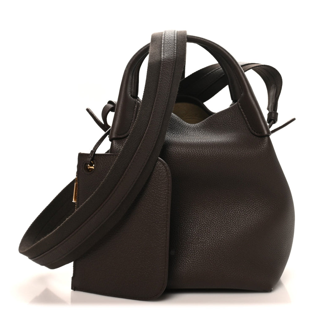 Grained Calfskin Micro Bale Bag Dark Chocolate Licorice