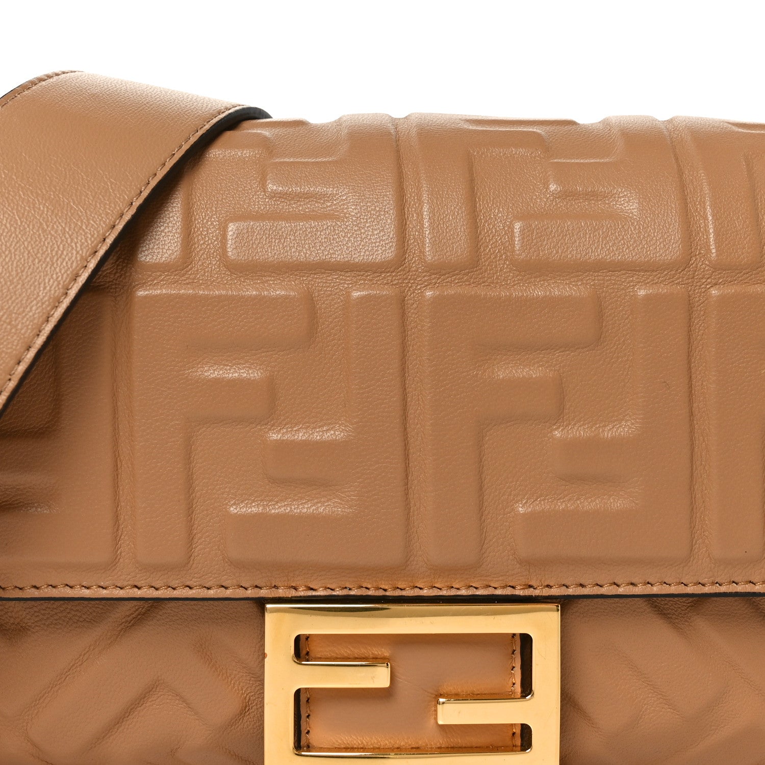 Nappa FF 1974 Embossed Baguette Miele Scuro