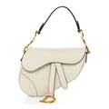 Grained Calfskin Mini Saddle Bag White