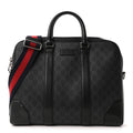 GG Supreme Monogram Appia Calfskin Web Briefcase Black