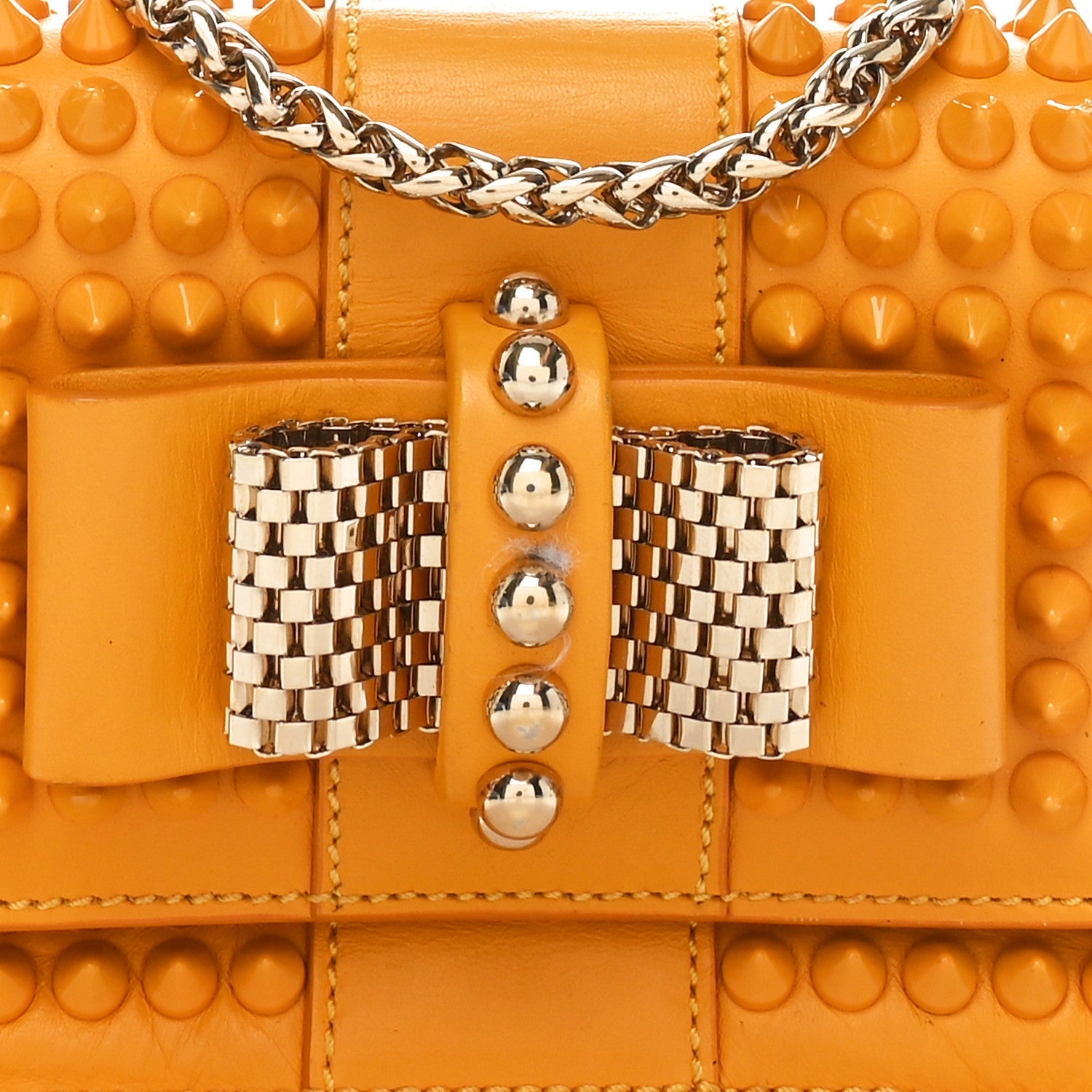 Calfskin Spiked Sweety Charity Crossbody Bag Yellow