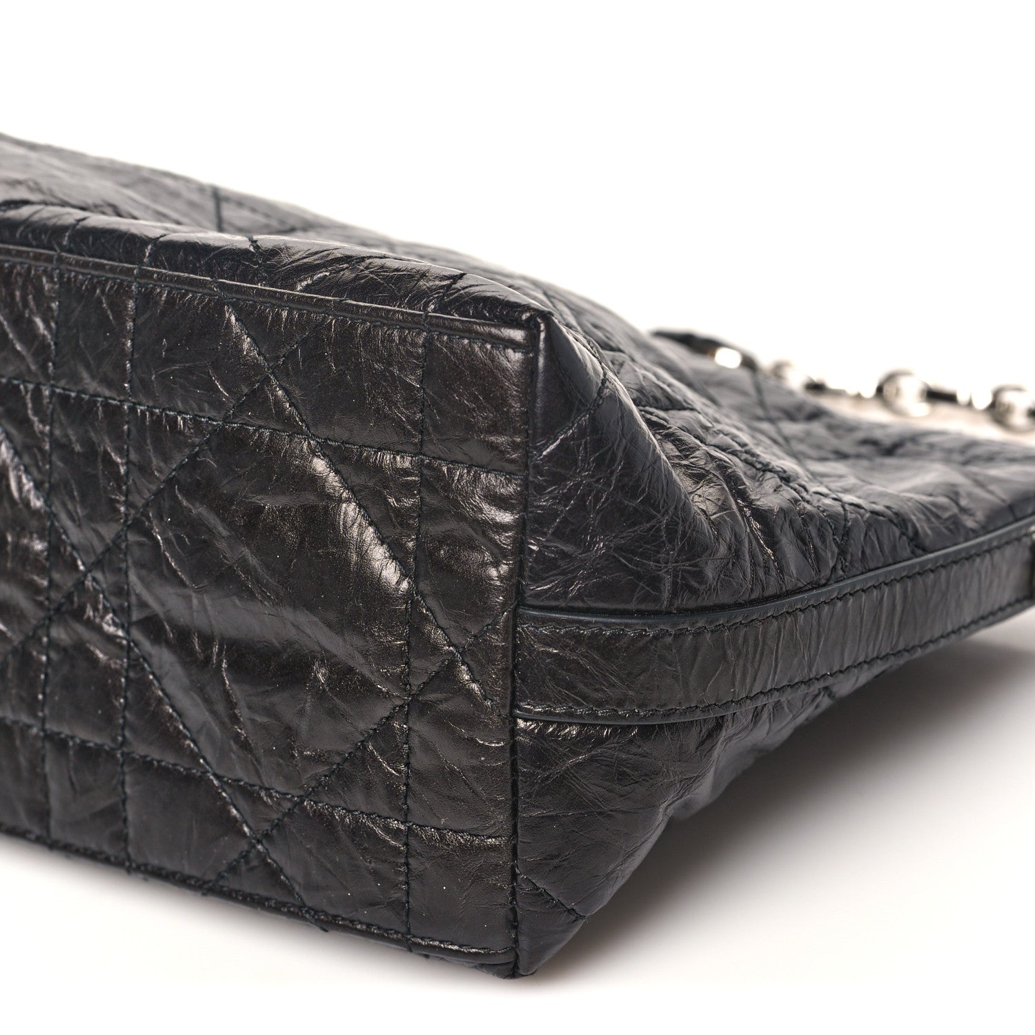 Crinkled Calfskin Macrocannage DiorStar Hobo Bag Black