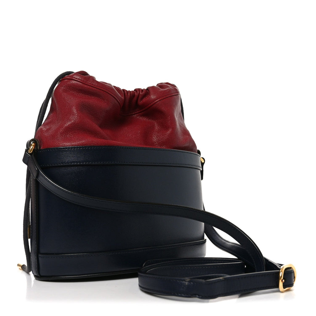 Azalea Sakai Be Green Calfskin Horsebit 1955 Drawstring Bucket Bag Blue New Cherry Red