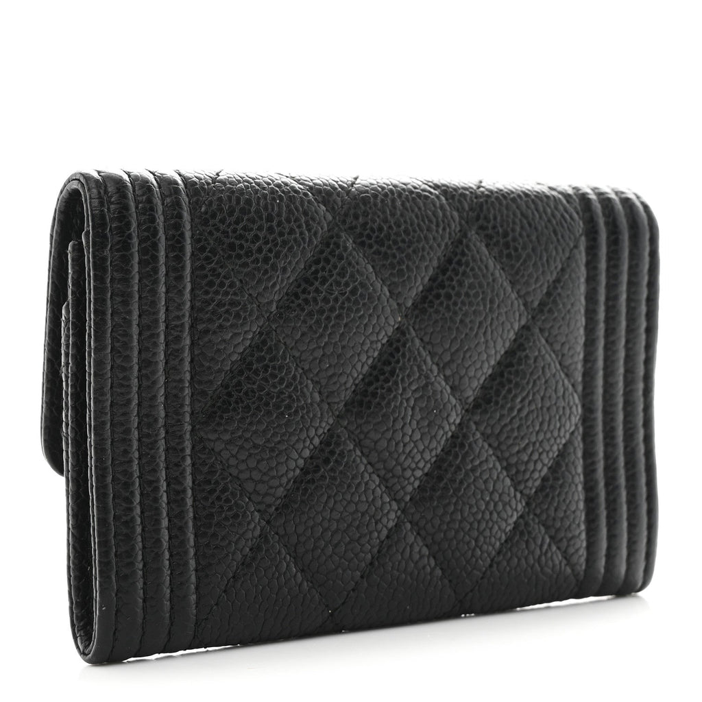 Caviar Quilted Boy Flap  Holder Black