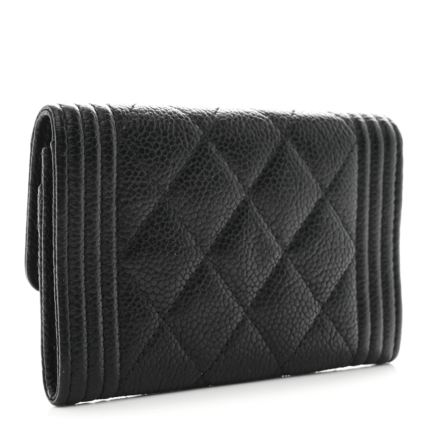 Caviar Quilted Boy Flap  Holder Black