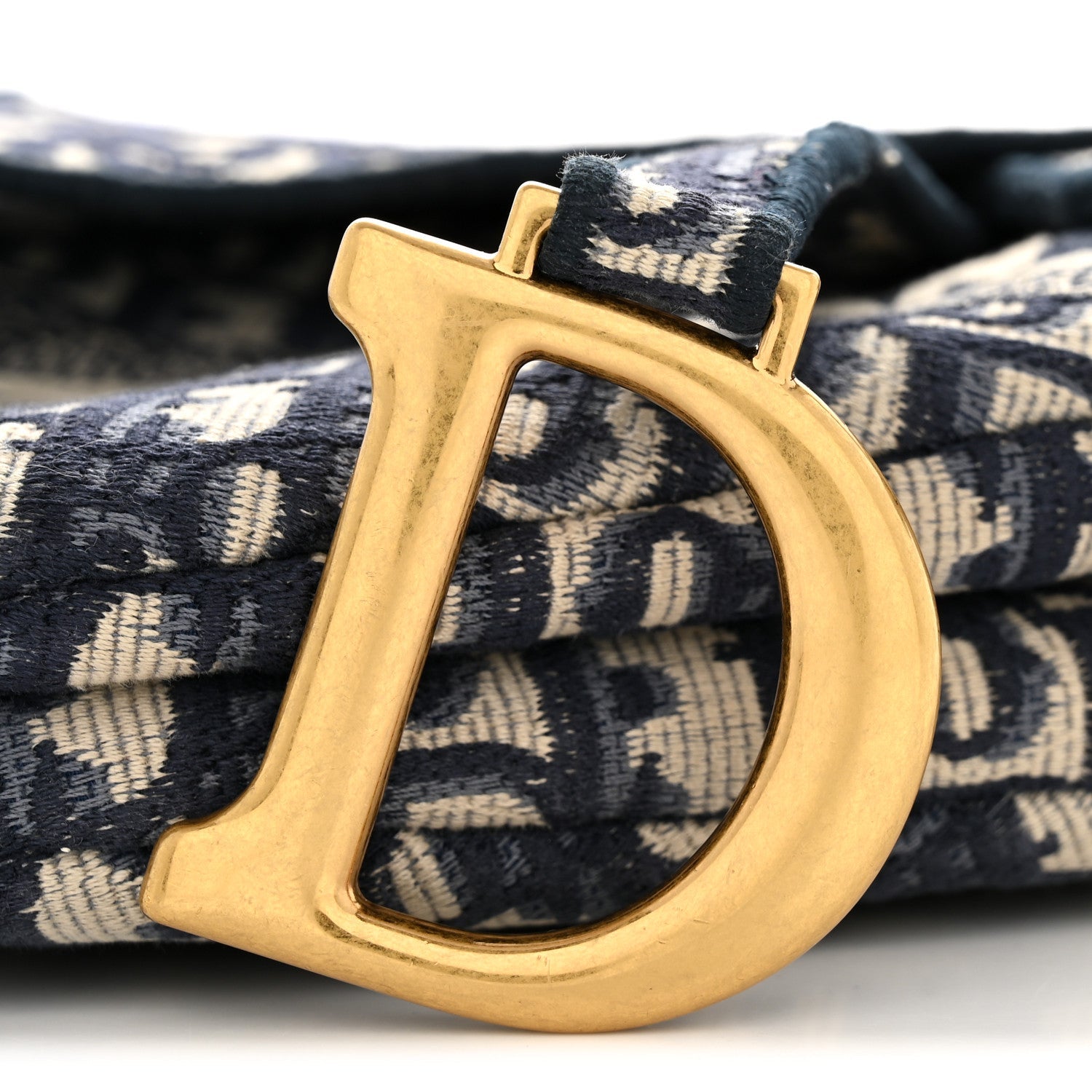 Oblique Embroidered Saddle Bag Blue