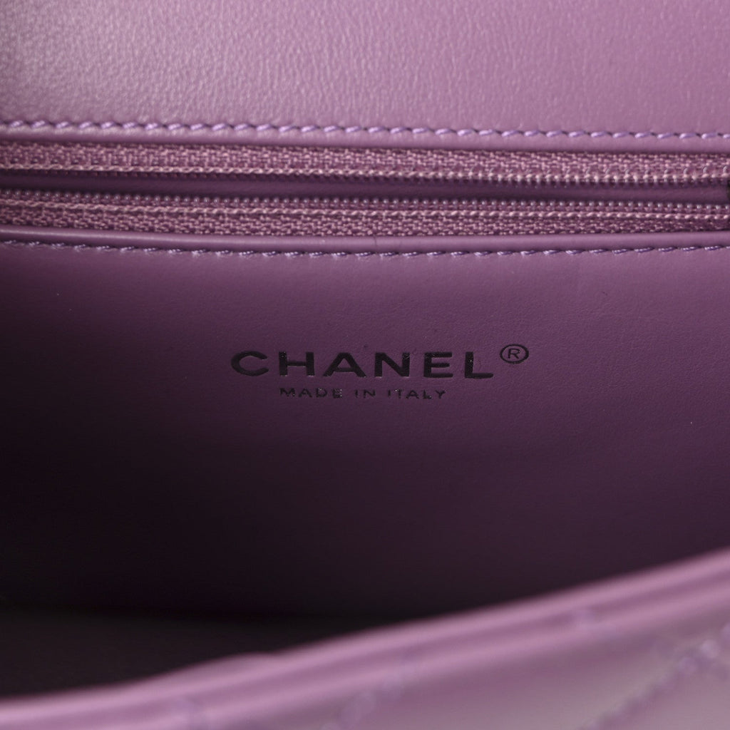 Lambskin Quilted Small CC Filigree Flap Purple